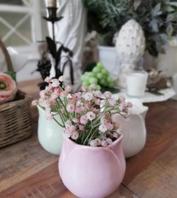 Lille rosa tulipanformet potteskjuler/vase H: 11 cm.  - 1