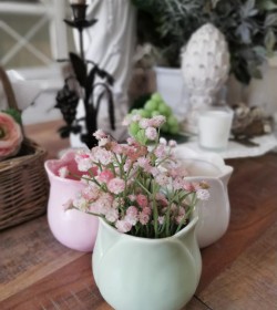 Lille mintgrøn tulipanformet potteskjuler/vase H: 11 cm.  - 1