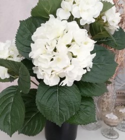 Kunstig hvid hortensia plante H: 43 cm. pr. stk.  - 2