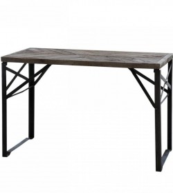 Skrivebord med rå plade og jernstel L: 120 cm.  - 4