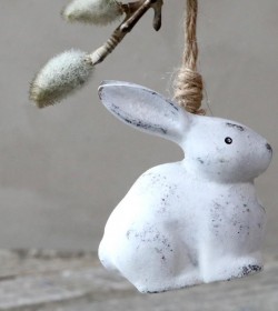 Lille antikhvid kanin til ophæng H: 7 cm.  - 1