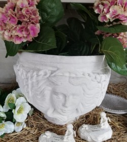 Blomsterkrukke i marmor H: 30 cm. (Ansigter) - 1