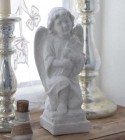 Hvid engel i gips H: 25 cm.  - 1